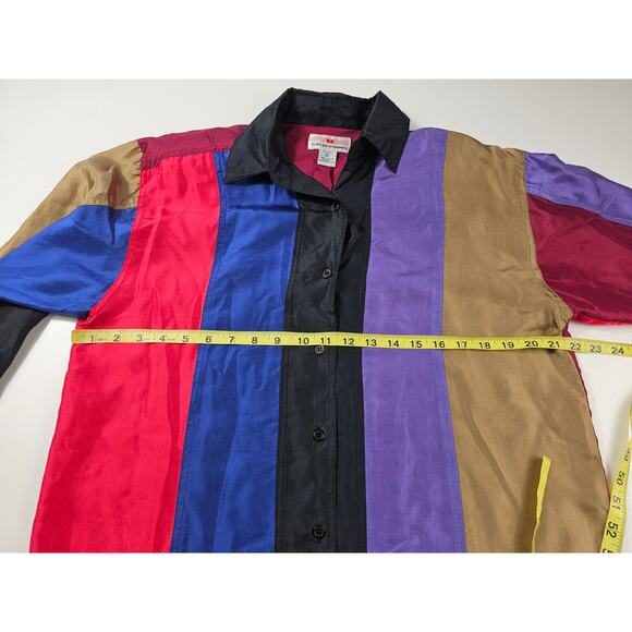 Stunt collections size S (oversized) 90s retro color block 100% silk button up - Picture 6 of 7